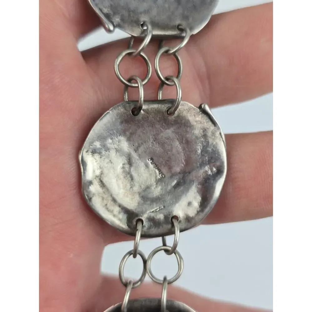 Sherry Tinsman sterling silver spiral discs bracelet 8.5